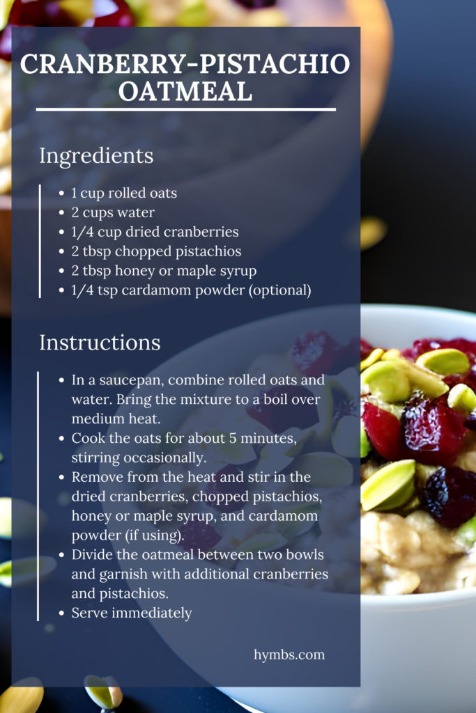 Cranberry-Pistachio-oatmeal recipe card