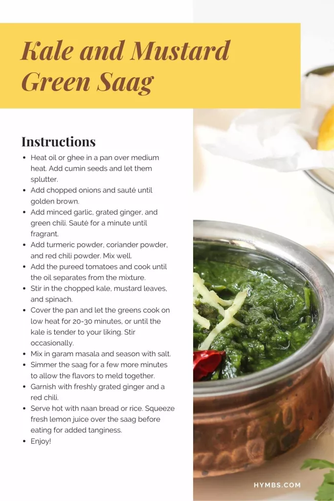 Kale and Mustard Green Saag - instructions