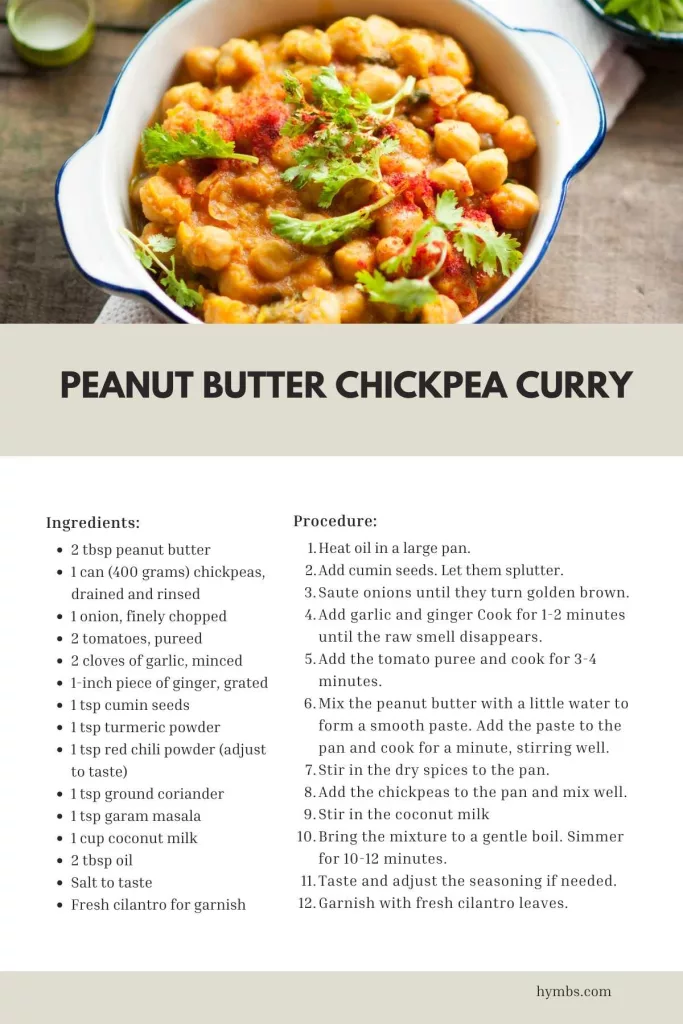Curry with peanut butter and chickpeas